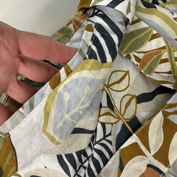 C&C California Shorts Linen Tropical Palm Print Belted XL Paper bag - Picture 4 of 11